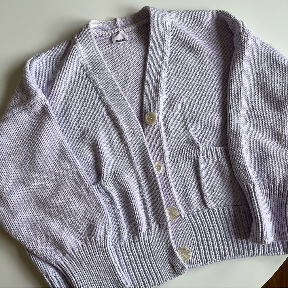 Babaa Lavender Cardigan Sweater